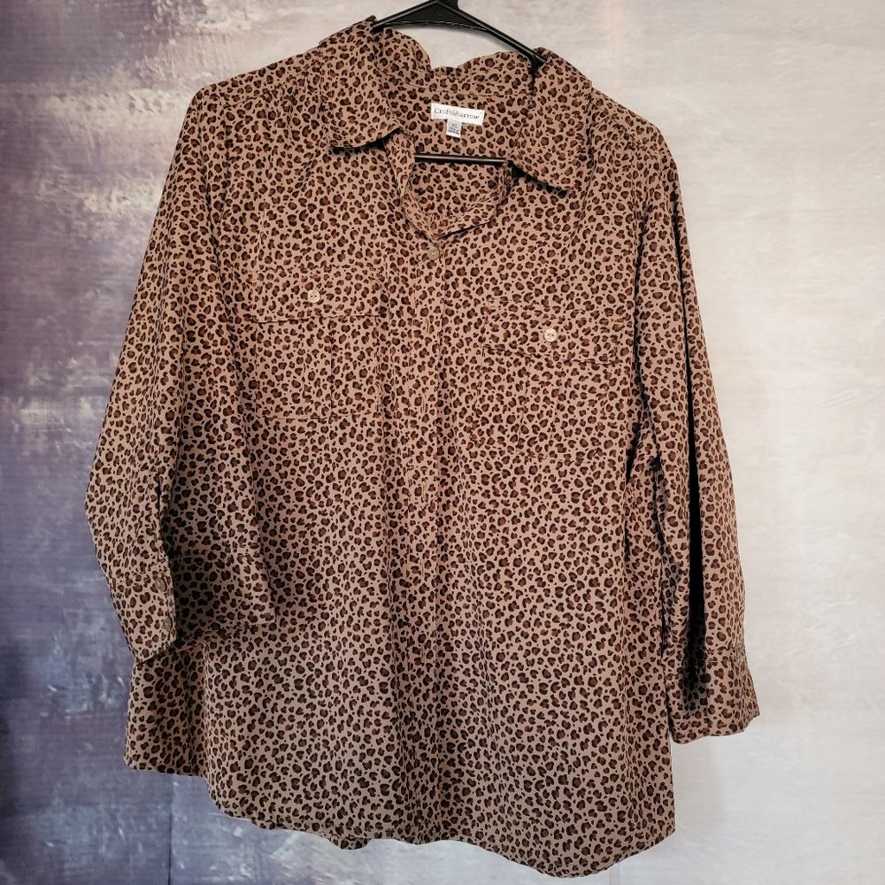 Croft & Barrow Leopard/Giraffe Print Blouse Size XL